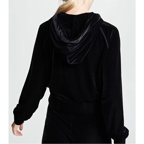 Rag & Bone Velvet Black Cropped Hoodie Relaxed Fit Sweater Small - Picture 3 of 14
